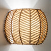 Wicker Rib Half-Sphere  Indoor Wall Sconce with Whie Fabric Light Diffuser, Natural