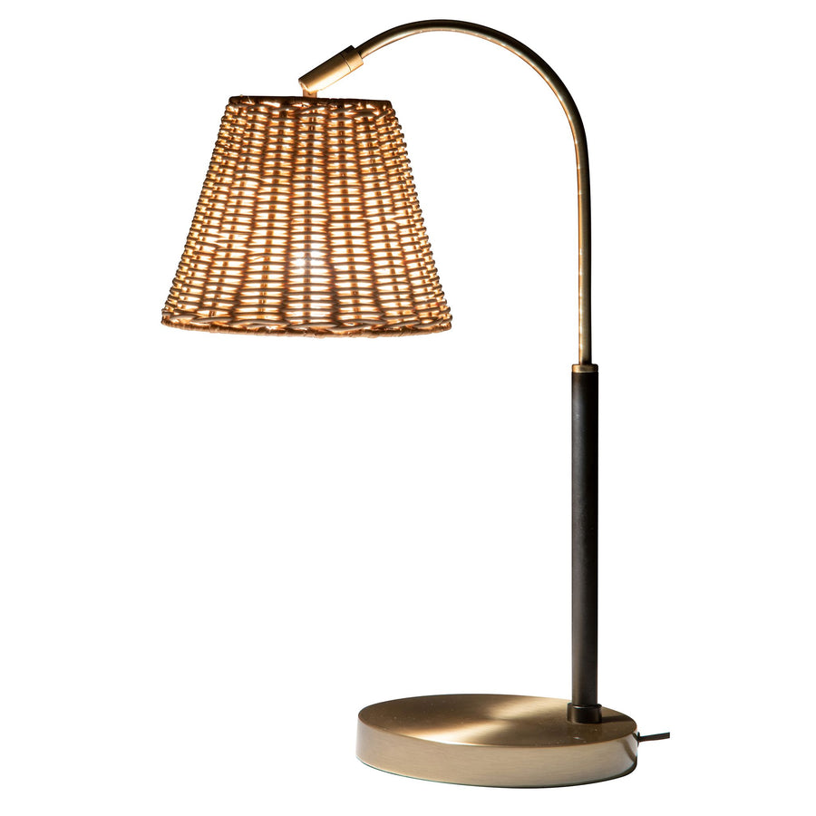 Wicker Pivot Table Lamp - Brass Base, Stylish Home Lighting