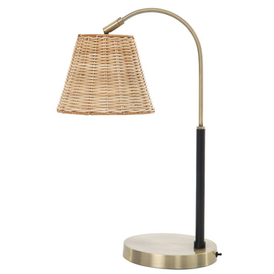 Wicker Pivot Table Lamp - Brass Base, Stylish Home Lighting