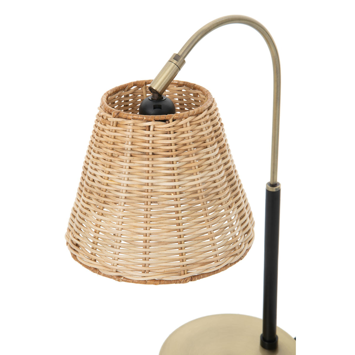 Wicker Pivot Table Lamp - Brass Base, Stylish Home Lighting