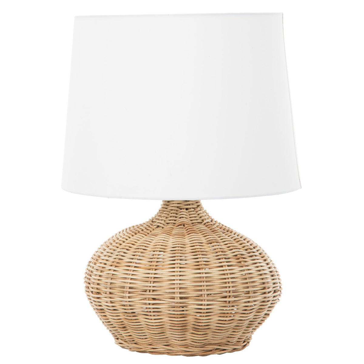 Modern Wicker Base Table Lamp with White Shade - Stylish Home Lighting