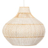 Wicker and Polyrattan Pear Shaped Zig-Zag Pendant Lamp, White, Diam 18 Inches