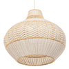 Wicker and Polyrattan Pear Shaped Zig-Zag Pendant Lamp, White, Diam 18 Inches