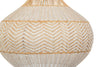 Wicker and Polyrattan Pear Shaped Zig-Zag Pendant Lamp, White, Diam 18 Inches