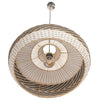 Wicker and Polyrattan Saucer Shaped Arrow Pendant Lamp, White & Black, Diam 24 Inches