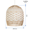 Wicker and Polyrattan Tulip Shaped Chevron Pendant Lamp, White, Diam 19.5 Inches