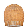 Wicker and Polyrattan Tulip Shaped Chevron Pendant Lamp, White, Diam 19.5 Inches