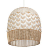 Wicker and Polyrattan Tulip Shaped Chevron Pendant Lamp, White, Diam 19.5 Inches