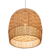 Wicker and Polyrattan Tulip Shaped Chevron Pendant Lamp, White, Diam 19.5 Inches