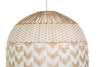 Wicker and Polyrattan Tulip Shaped Chevron Pendant Lamp, White, Diam 19.5 Inches