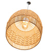 Wicker and Polyrattan Tulip Shaped Chevron Pendant Lamp, White, Diam 19.5 Inches