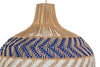 Wicker and Polyrattan Pear Shaped Arrow Pendant Lamp, White & Navy Blue, Diam 18 Inches