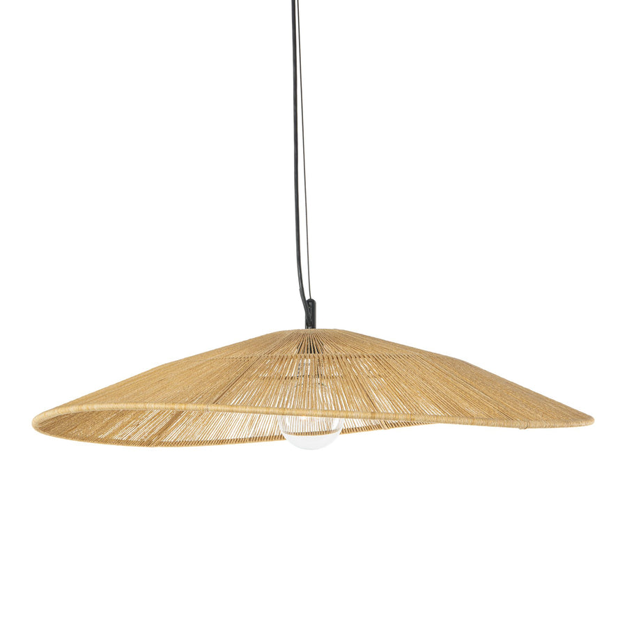 Round Open Weave 31 in. Pringle Pendant Lamp in Paper Rope , Natural