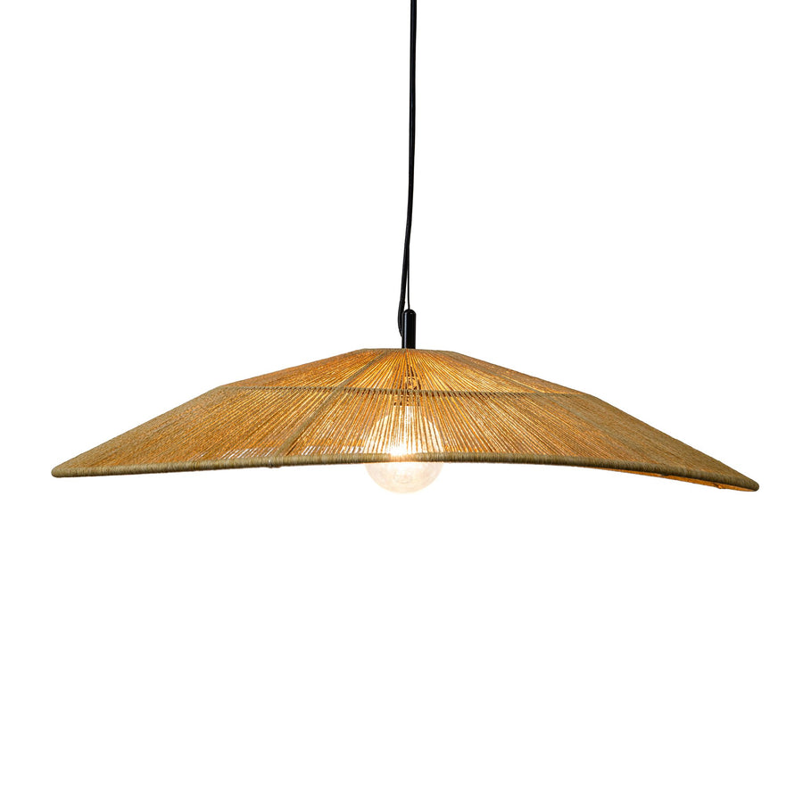 Round Open Weave 31 in. Pringle Pendant Lamp in Paper Rope , Natural