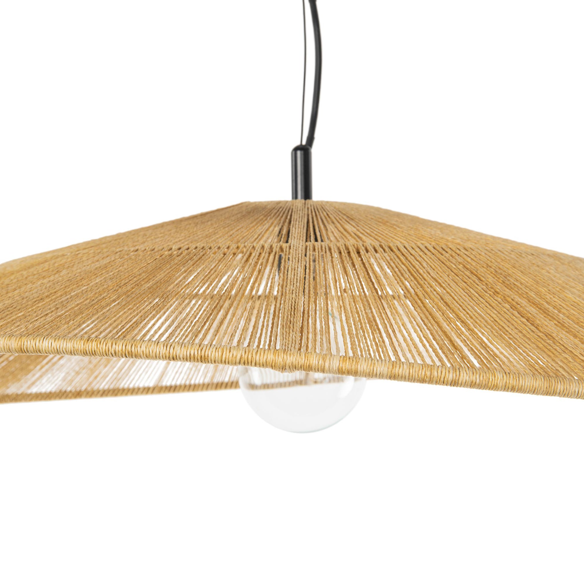 Round Open Weave 31 in. Pringle Pendant Lamp in Paper Rope , Natural