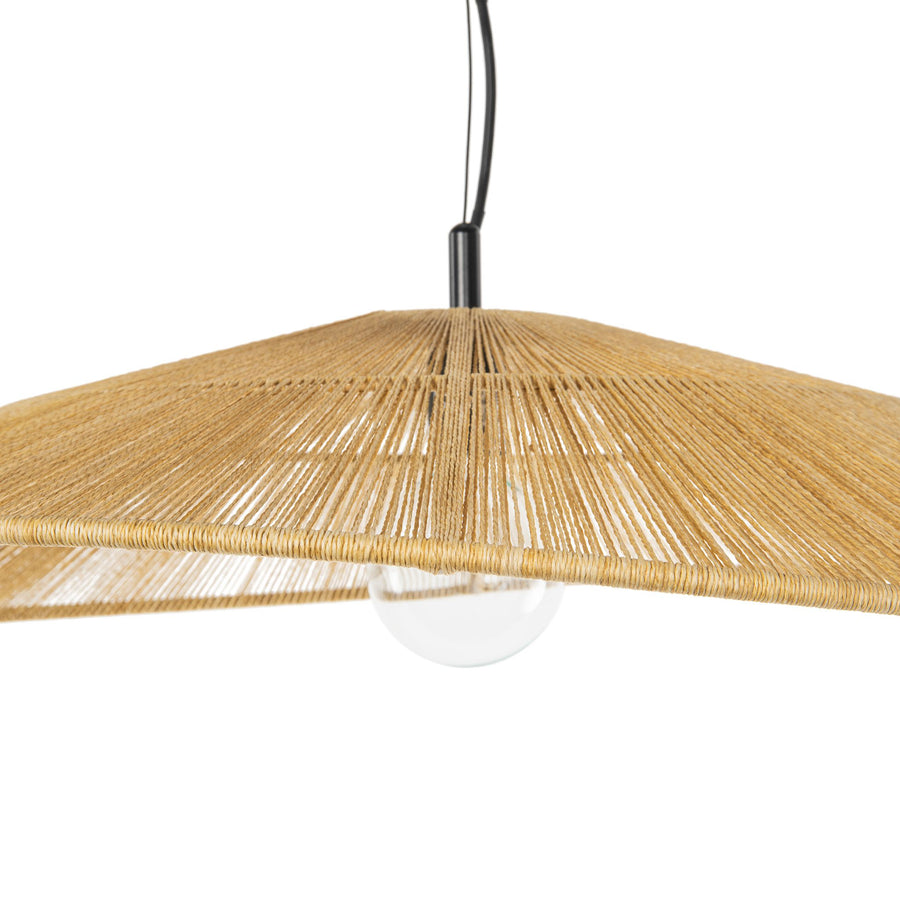 Round Open Weave 31 in. Pringle Pendant Lamp in Paper Rope , Natural