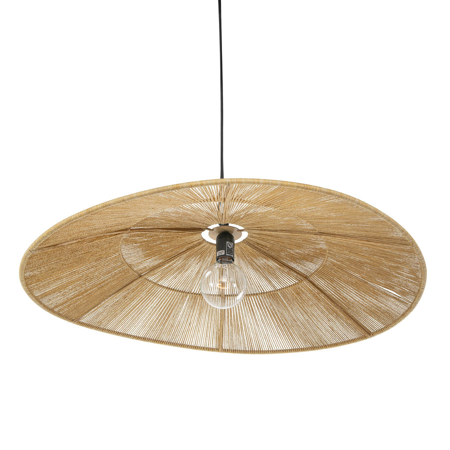 Round Open Weave 31 in. Pringle Pendant Lamp in Paper Rope , Natural