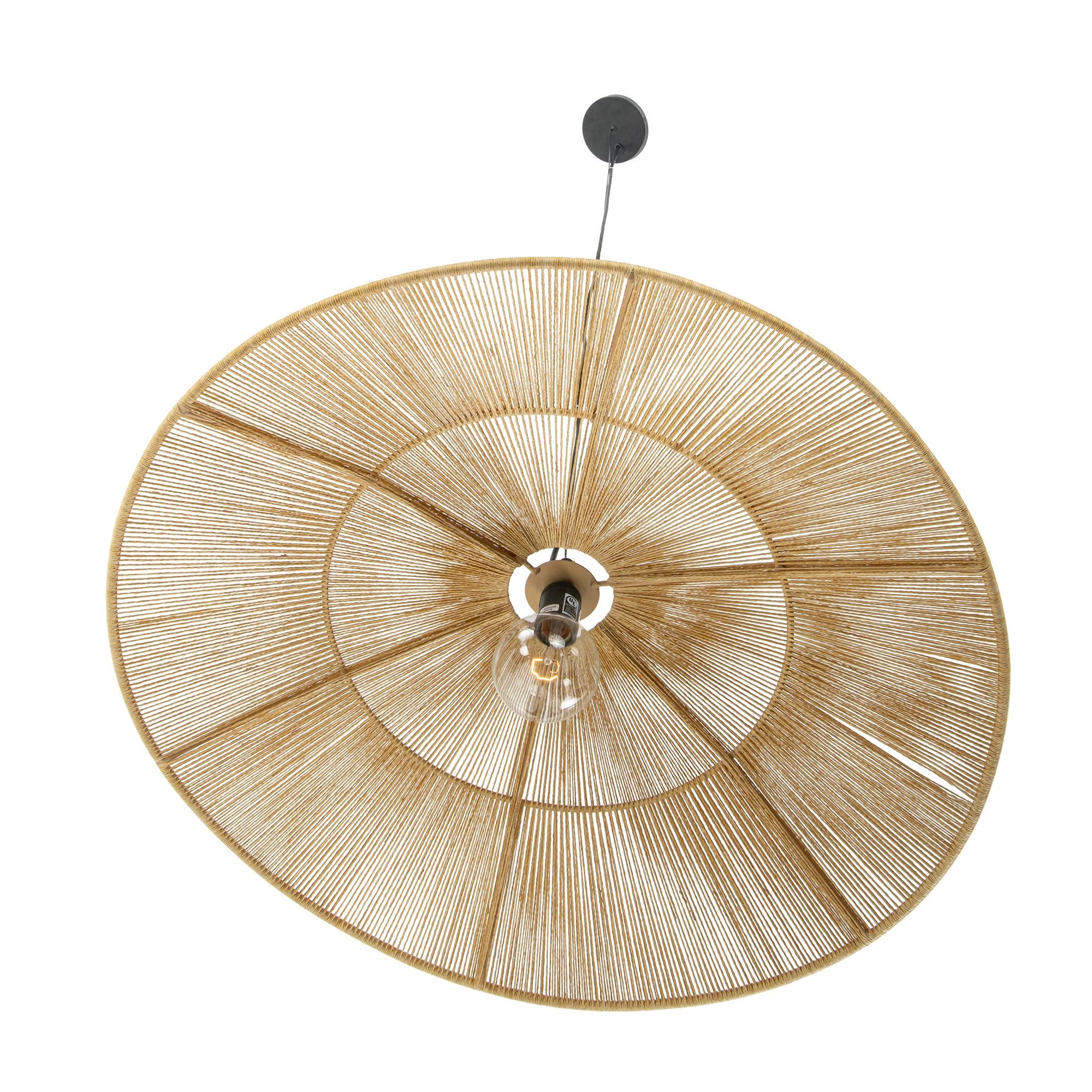Round Open Weave 31 in. Pringle Pendant Lamp in Paper Rope , Natural