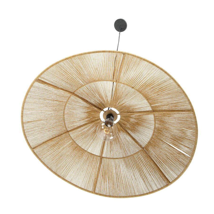 Round Open Weave 31 in. Pringle Pendant Lamp in Paper Rope , Natural