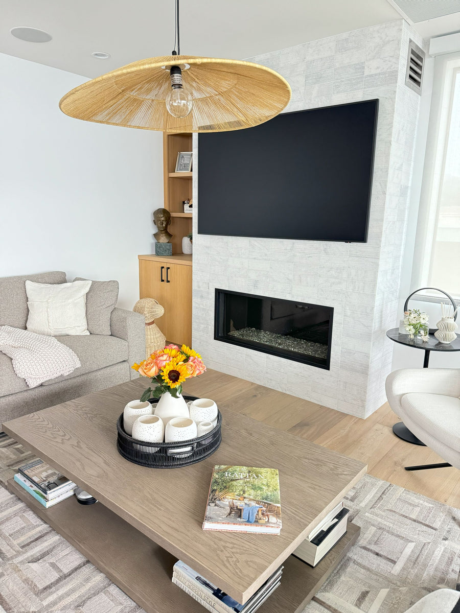 Round Open Weave 31 in. Pringle Pendant Lamp in Paper Rope , Natural