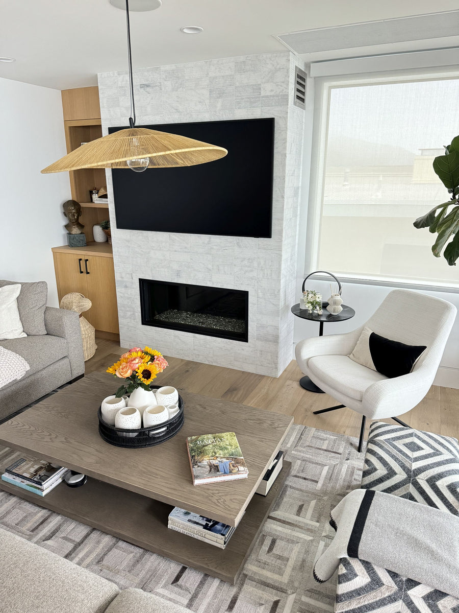 Round Open Weave 31 in. Pringle Pendant Lamp in Paper Rope , Natural