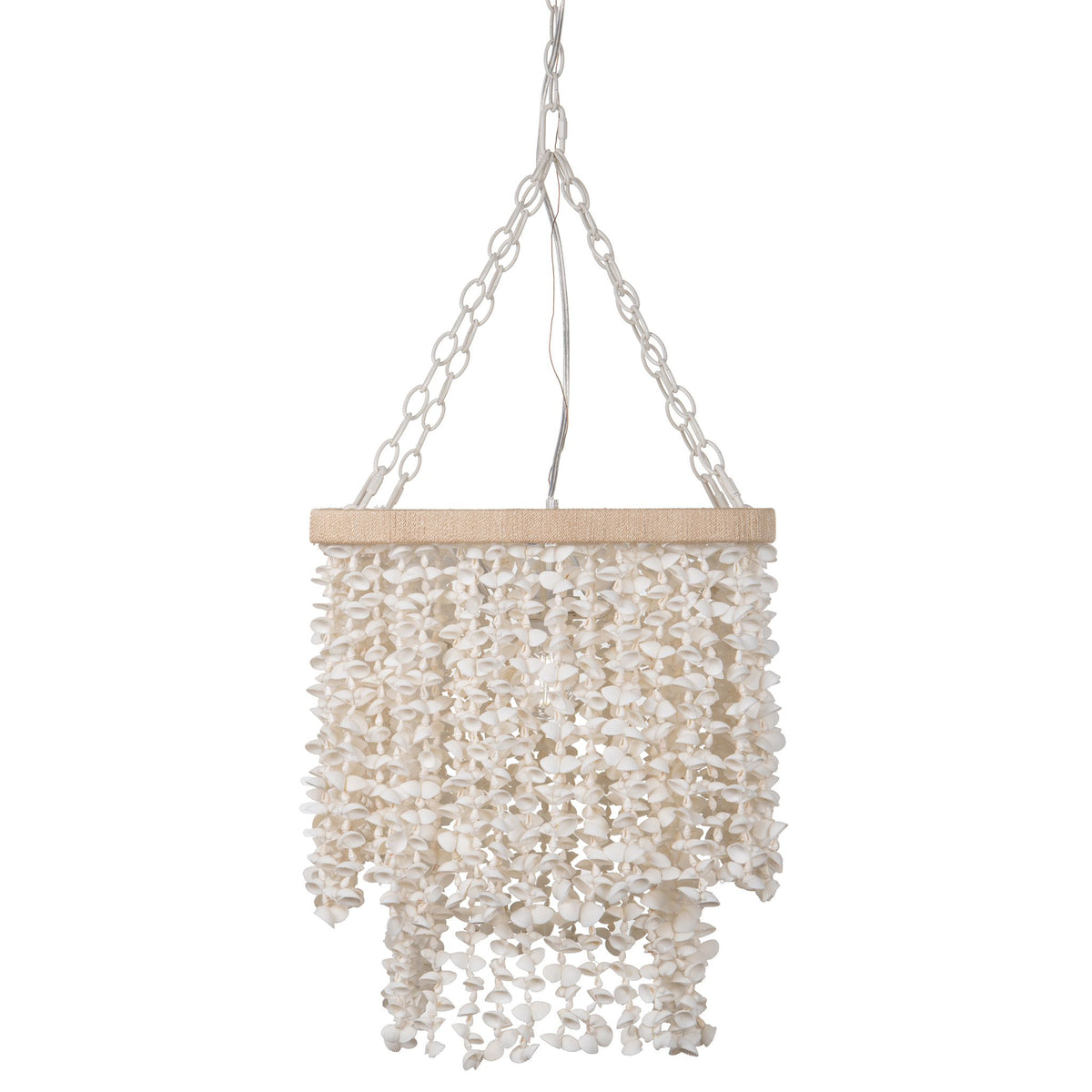 Hanging Lamp with White Clam Shell Curtain - Dining Table Lighting with Hanging Clamshells