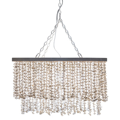 Hanging Lamp with White Clam Shell Curtain - Dining Table Lighting with Hanging Clamshells