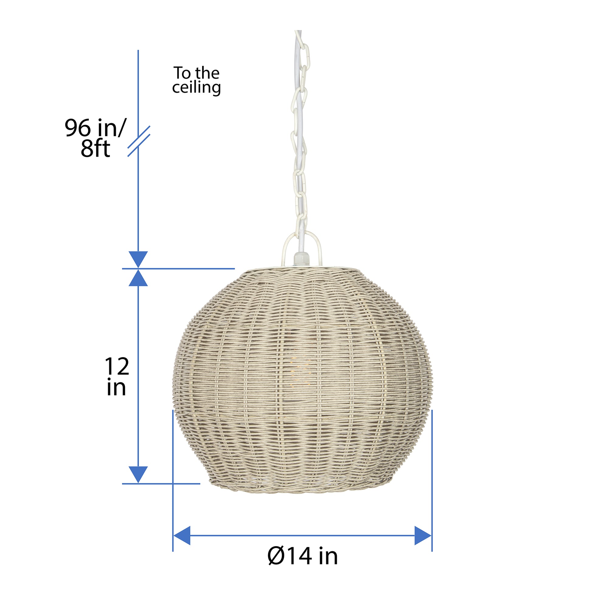 All Weather Wicker Outdoor Ball Pendant Lamp, Brown