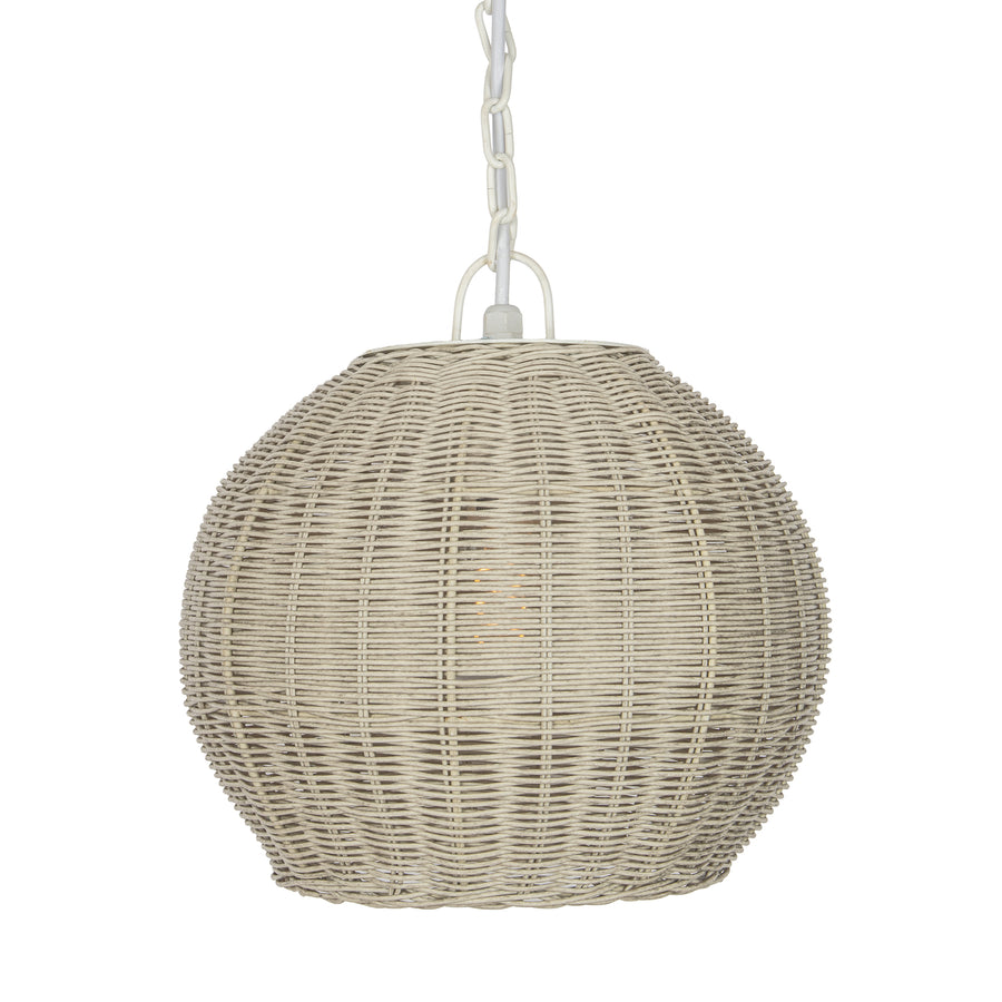 All Weather Wicker Outdoor Ball Pendant Lamp, Brown