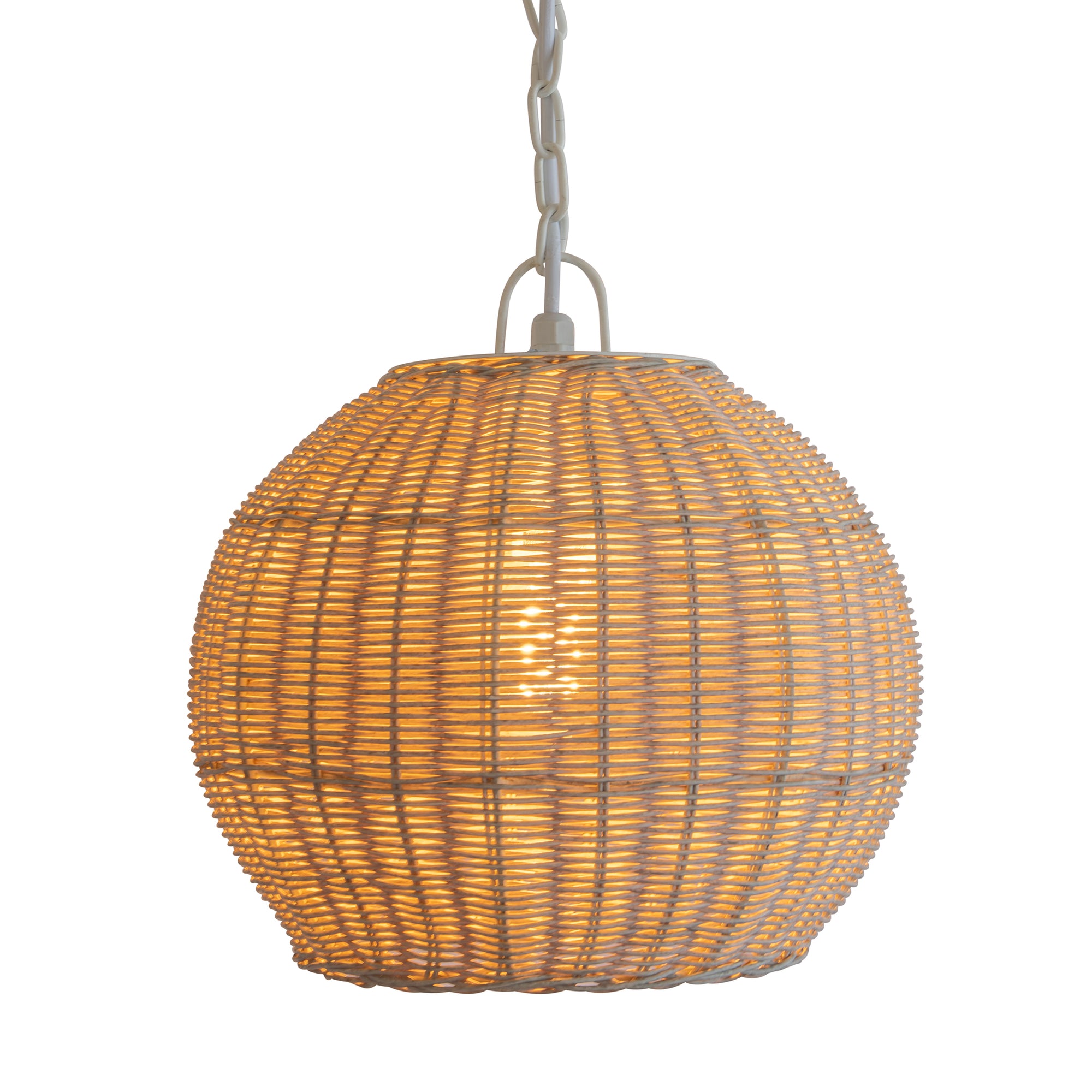 All Weather Wicker Outdoor Ball Pendant Lamp, Brown