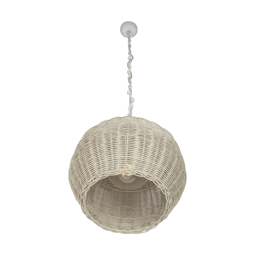 All Weather Wicker Outdoor Ball Pendant Lamp, Brown