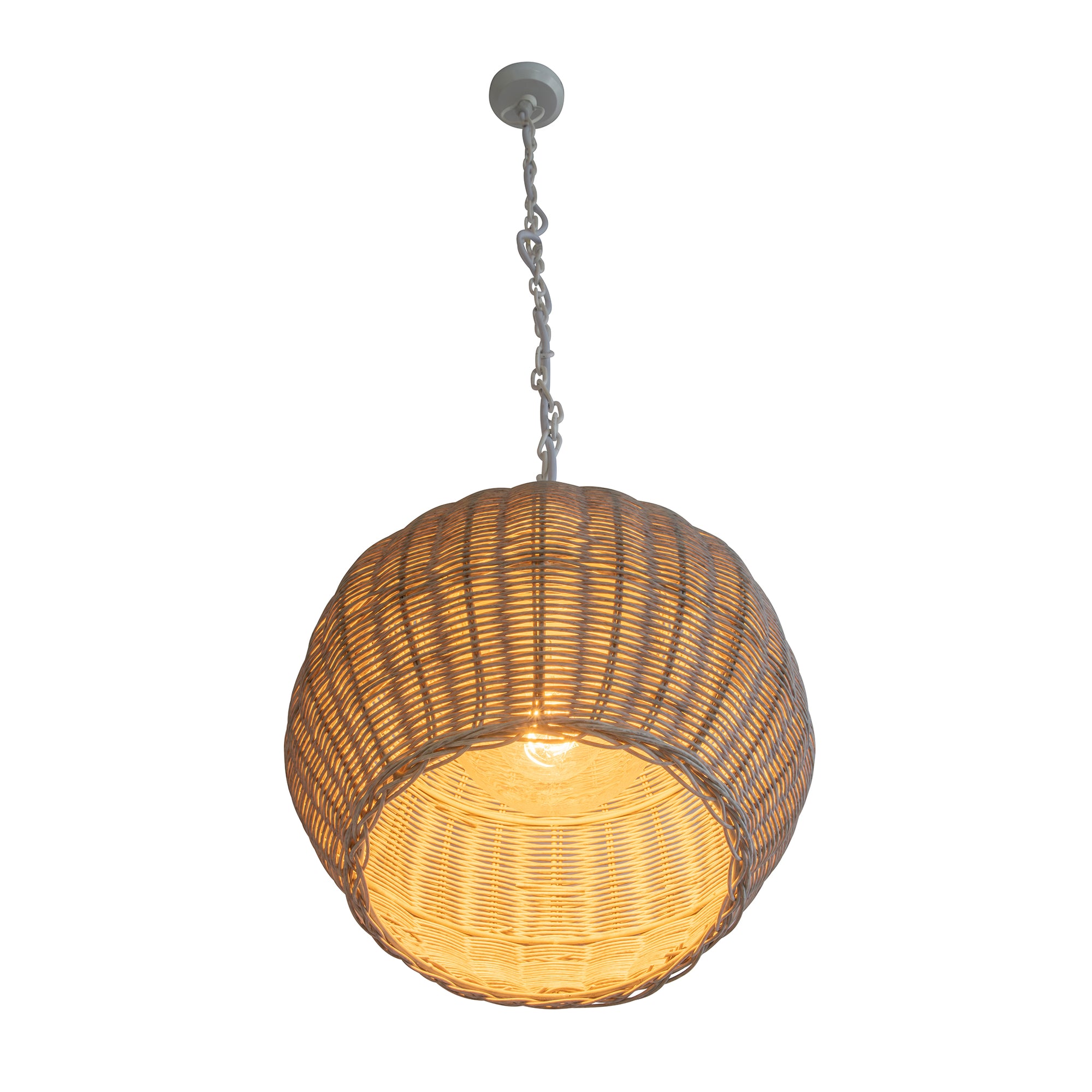 All Weather Wicker Outdoor Ball Pendant Lamp, Brown