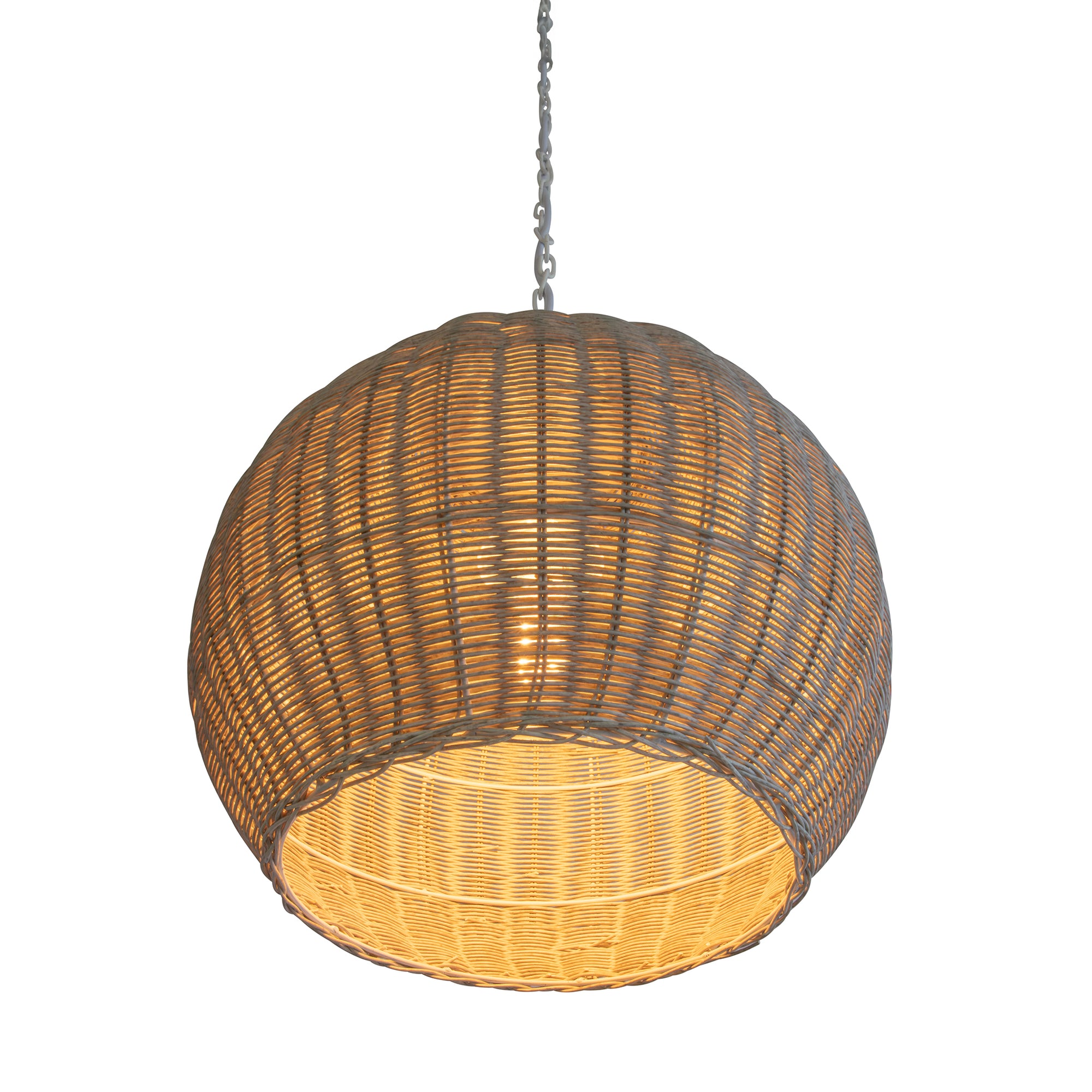 All Weather Wicker Outdoor Ball Pendant Lamp, Brown