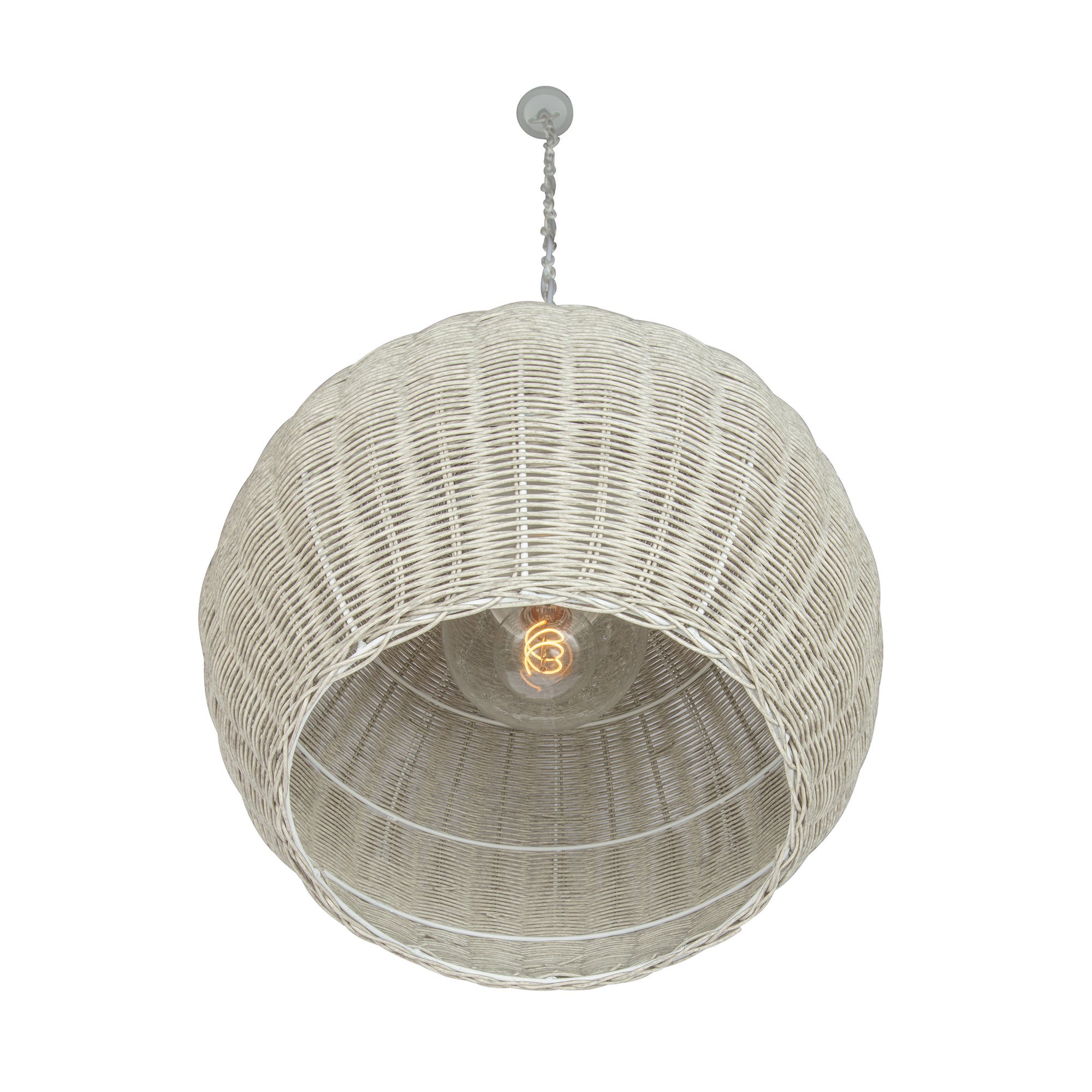 All Weather Wicker Outdoor Ball Pendant Lamp, Brown
