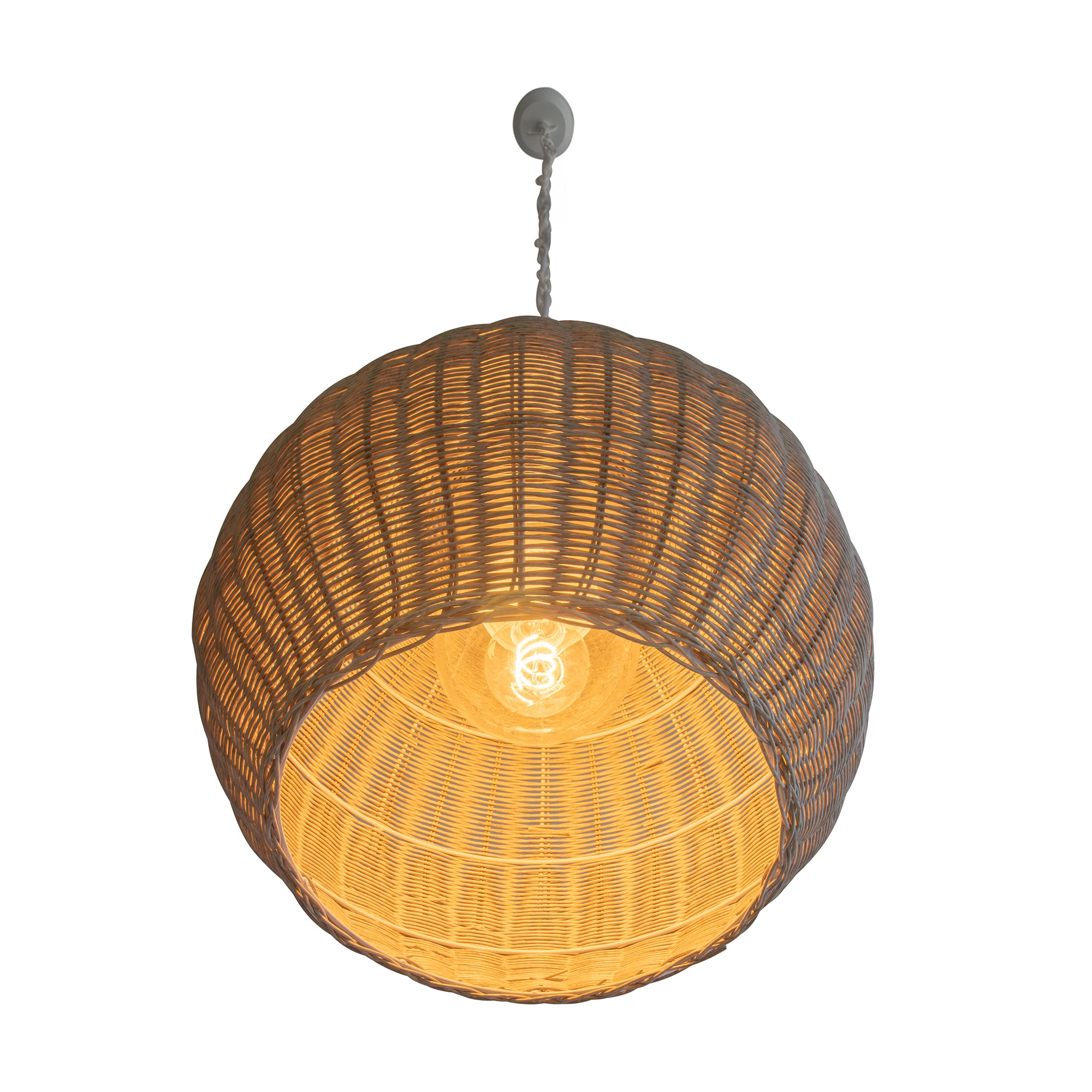 All Weather Wicker Outdoor Ball Pendant Lamp, Brown