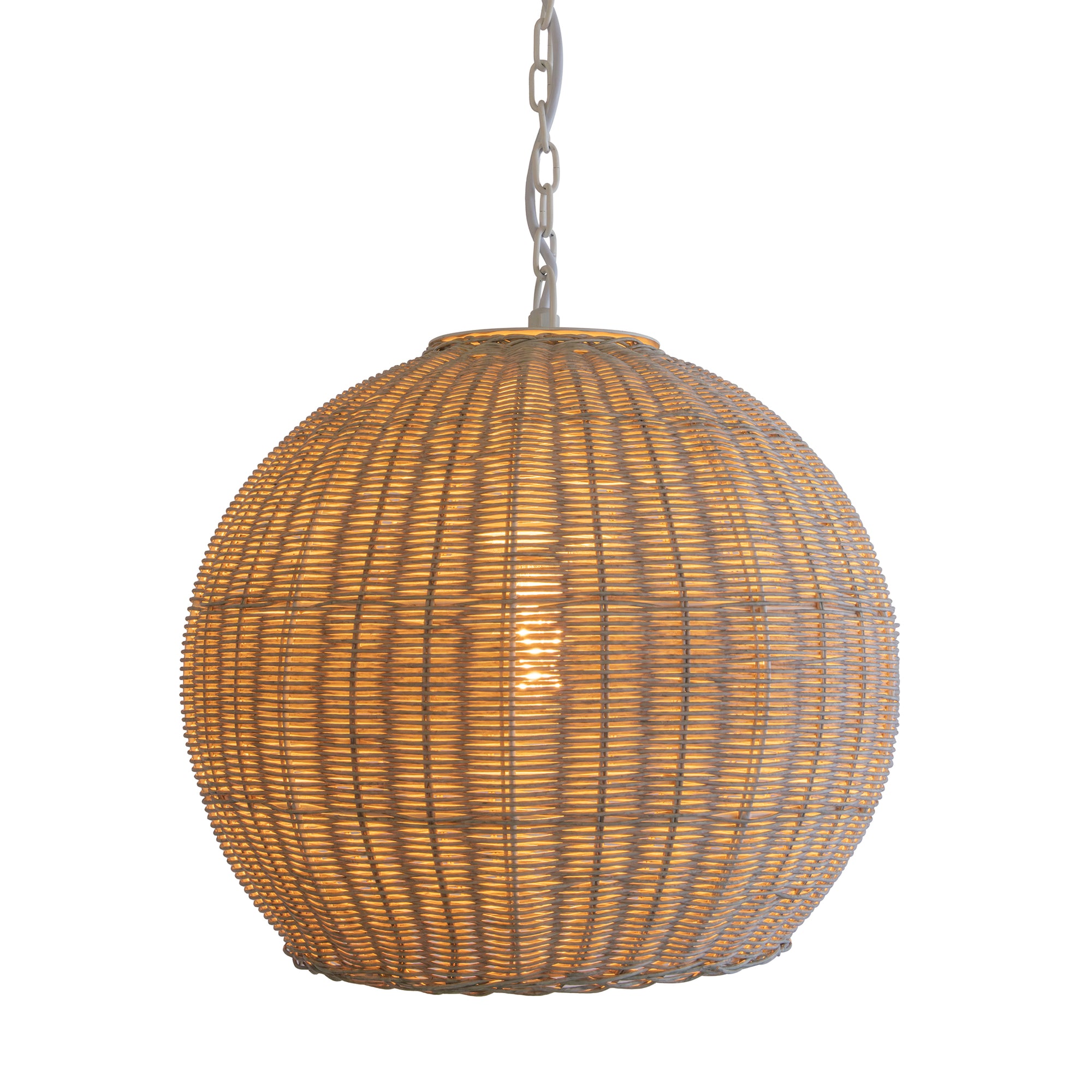 All Weather Wicker Outdoor Ball Pendant Lamp, Brown