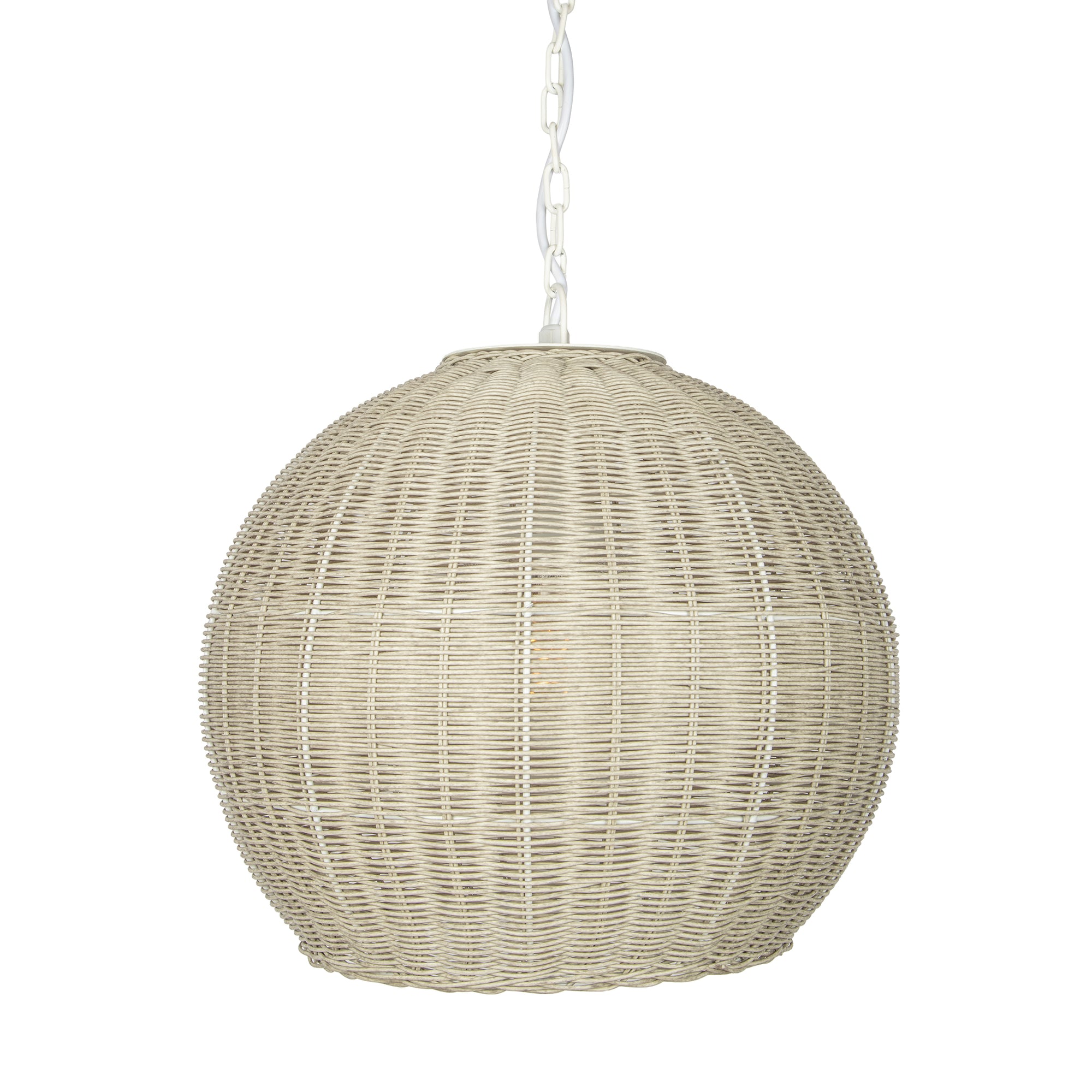 All Weather Wicker Outdoor Ball Pendant Lamp, Brown