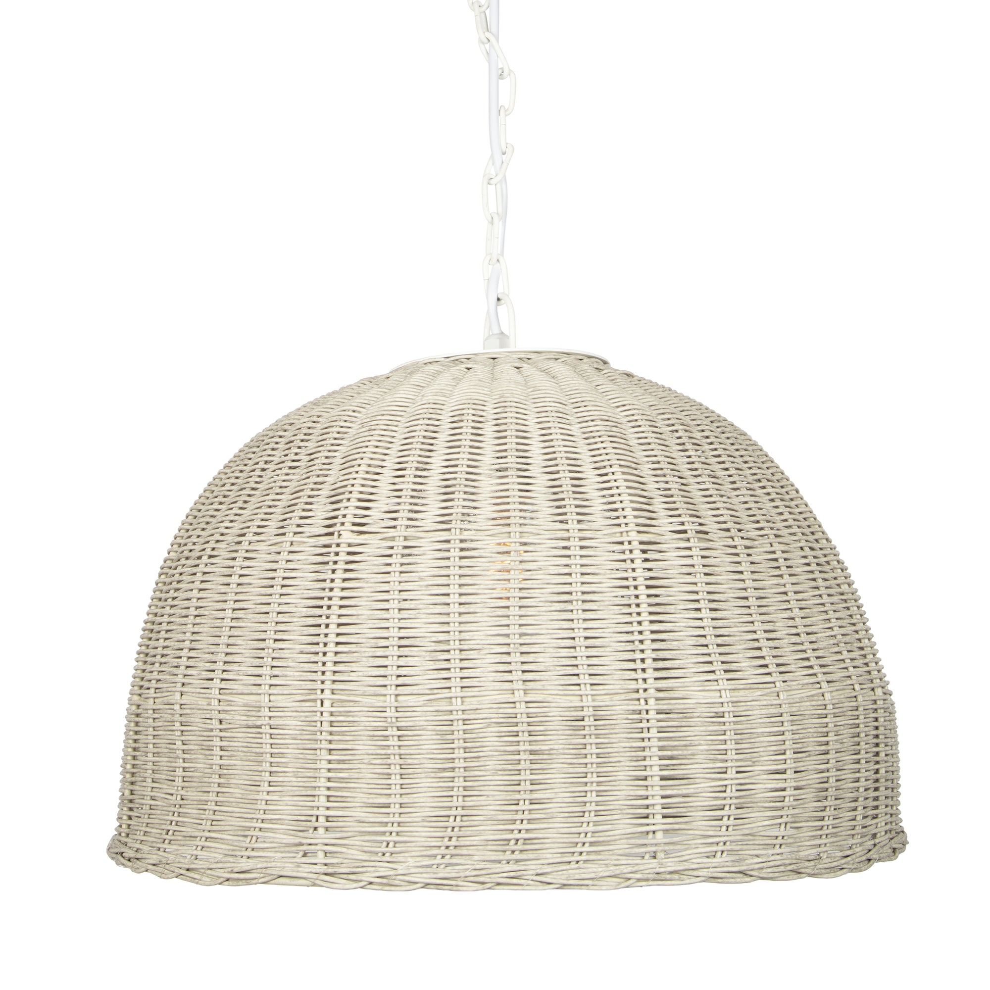 All Weather Wicker Outdoor Dome Pendant Lamp, Brown