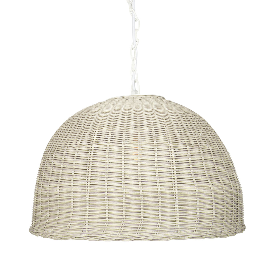 All Weather Wicker Outdoor Dome Pendant Lamp, Brown