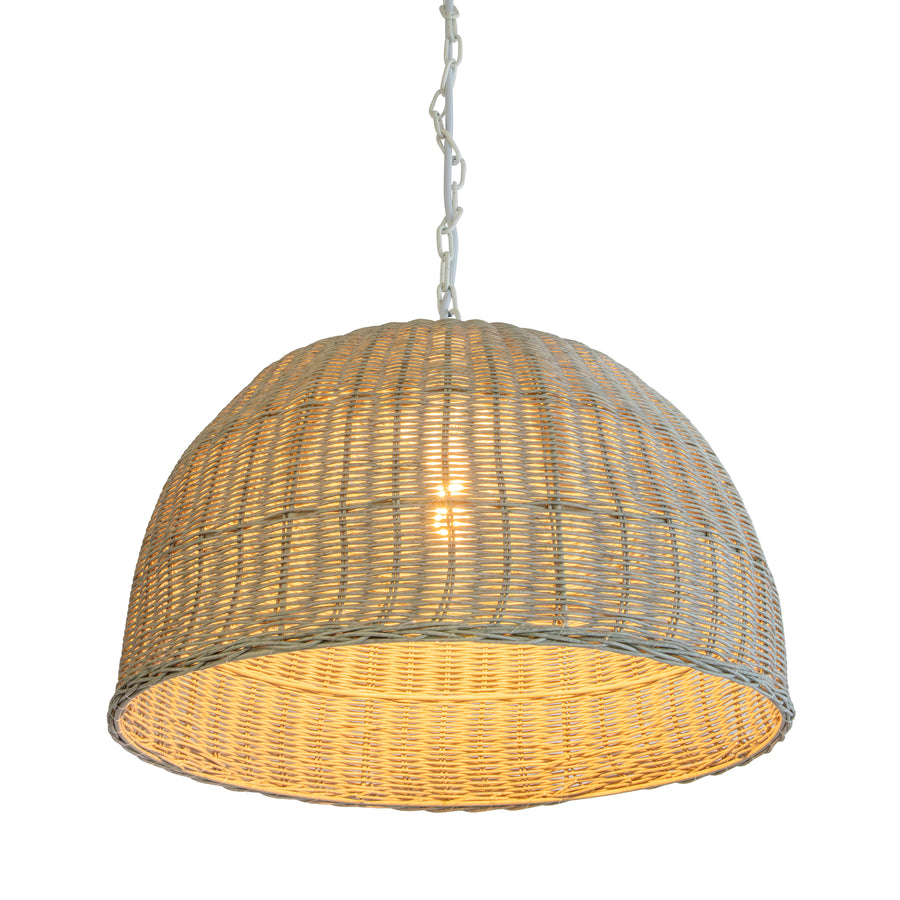 All Weather Wicker Outdoor Dome Pendant Lamp, Brown