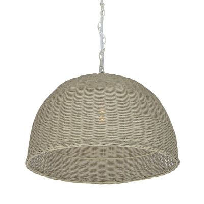 All Weather Wicker Outdoor Dome Pendant Lamp, Brown