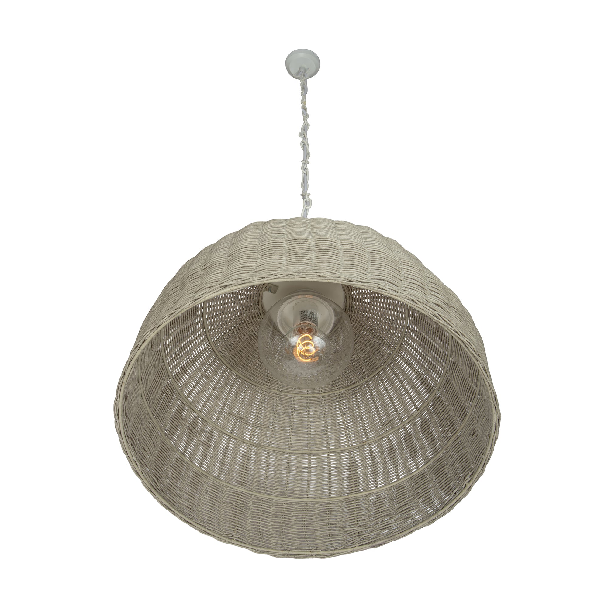 All Weather Wicker Outdoor Dome Pendant Lamp, Brown