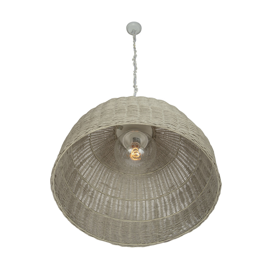 All Weather Wicker Outdoor Dome Pendant Lamp, Brown