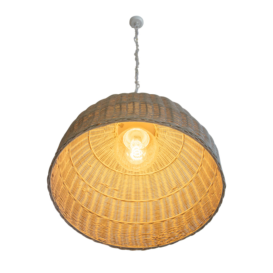 All Weather Wicker Outdoor Dome Pendant Lamp, Brown