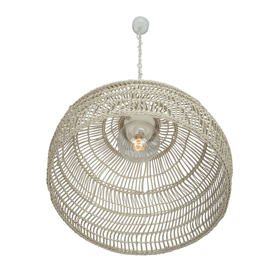 Luhu Open Weave All Weather Cane Rib Outdoor Dome Pendant Lamp