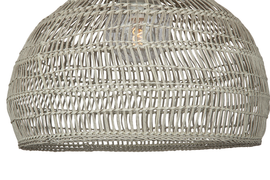 Luhu Open Weave All Weather Cane Rib Outdoor Dome Pendant Lamp