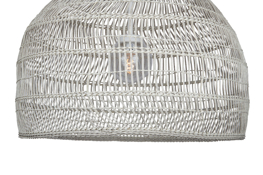 Luhu Open Weave All Weather Cane Rib Outdoor Bell Pendant Lamp