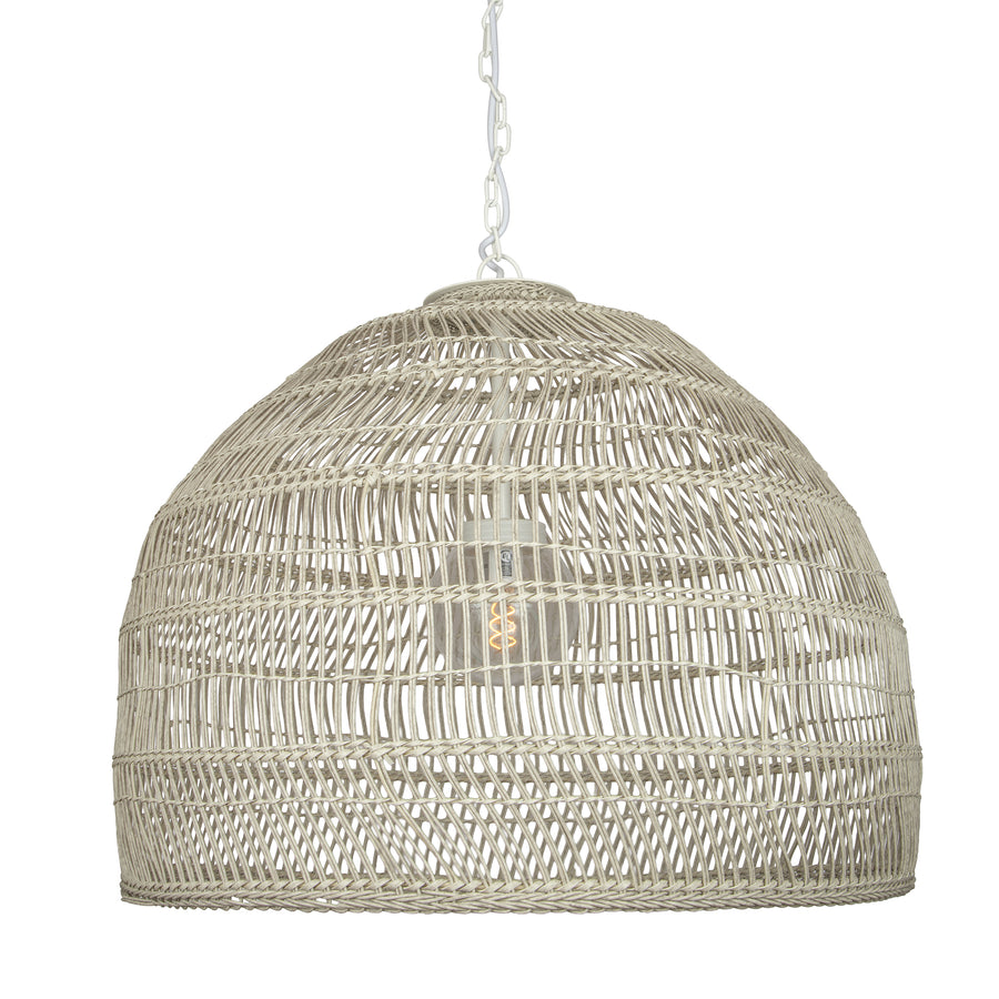 Luhu Open Weave All Weather Cane Rib Outdoor Bell Pendant Lamp