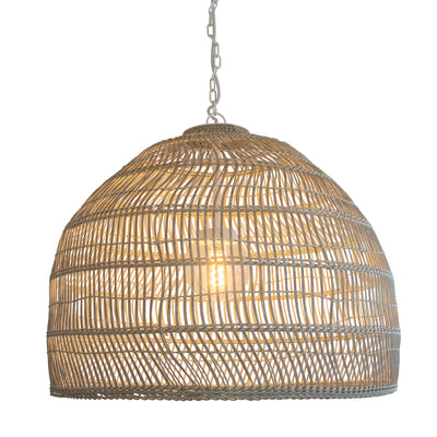 Luhu Open Weave All Weather Cane Rib Outdoor Bell Pendant Lamp