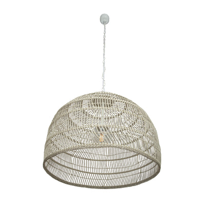 Luhu Open Weave All Weather Cane Rib Outdoor Bell Pendant Lamp